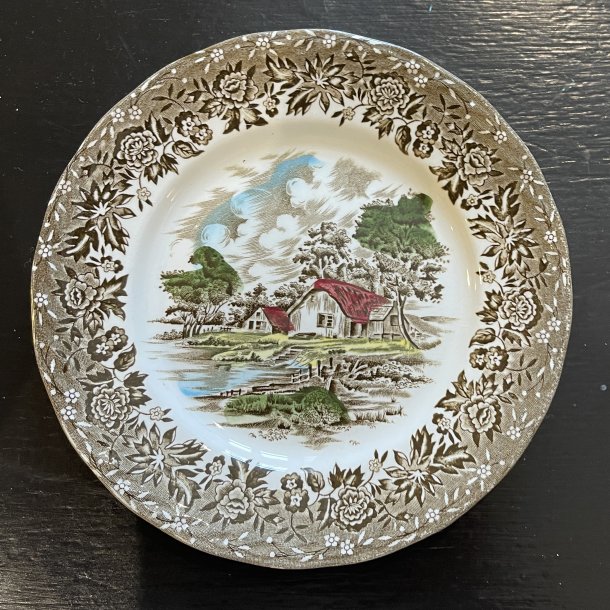 Vintagetallerken - Kage eller dessert - W. H. Grindley &amp; Co. - �:17,5 cm