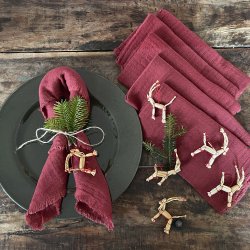 Nordhjem-Pakke #9 - 6 rde stofservietter - 6 rde bukke