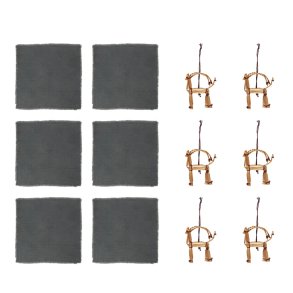 Nordhjem-Pakke #10 - 6 klassisk gr stofservietter - 6 halm bukke