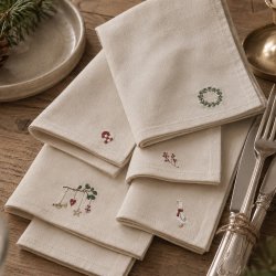 Stofservietter med broderier til den hyggelige juletradition